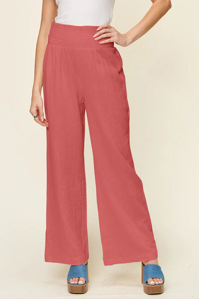 Coastal Chill Smocked Cotton Pants-Authentically Radd Women's Online Boutique in Endwell, New York