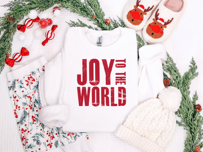 Joy to the World Red Graphic Tee and Sweatshirt-Womens-Authentically Radd Women's Online Boutique in Endwell, New York