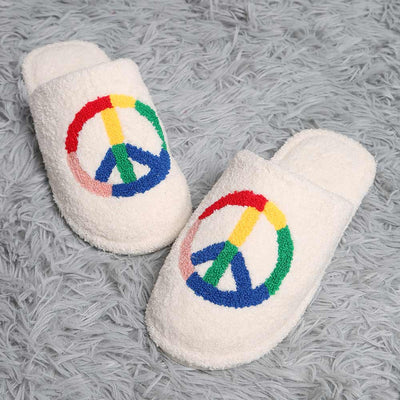 Rainbow peace sign slippers-Authentically Radd Women's Online Boutique in Endwell, New York