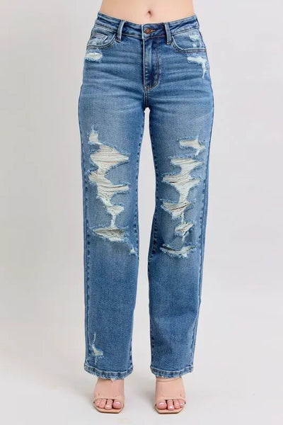 Judy Blue Destroyed Boyfriend Jeans – Casual, Cool, & Unapologetically Bold-Authentically Radd Women's Online Boutique in Endwell, New York