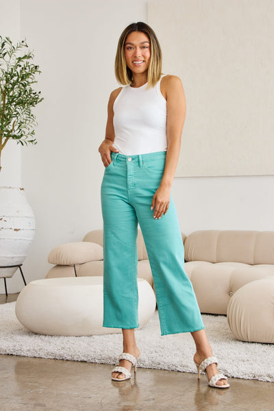 RFM Full Size Tummy Control High Waist Raw Hem Jeans-Authentically Radd Women's Online Boutique in Endwell, New York