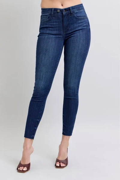 Judy Blue Dark Wash two button Skinnies – Sculpt, Stretch & Slay-Authentically Radd Women's Online Boutique in Endwell, New York