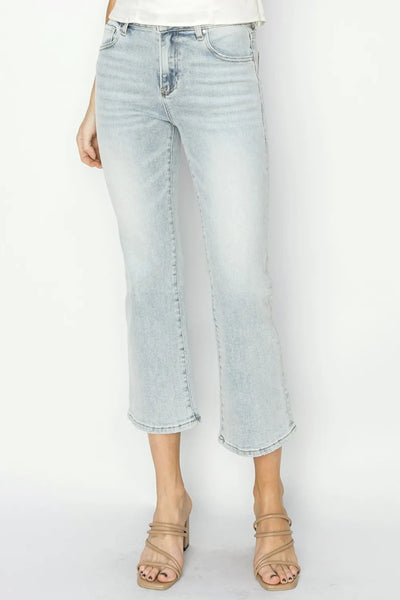 RISEN Full Size Mid Rise Cropped Flare Jeans-Authentically Radd Women's Online Boutique in Endwell, New York