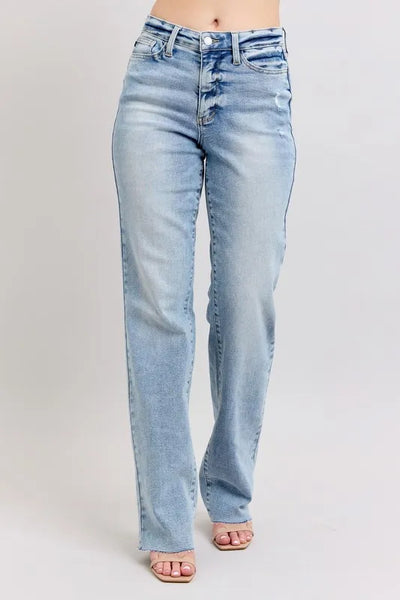 Judy Blue Full Size Mid Rise Light Wash Dad Jeans Plus Size-Authentically Radd Women's Online Boutique in Endwell, New York
