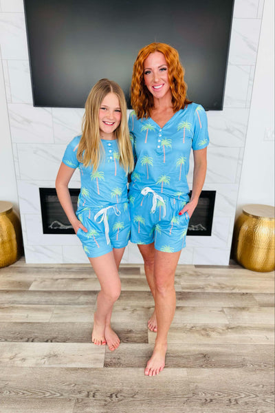 PREORDER: Matching Short Pajamas in Palm Trees-Womens-Authentically Radd Women's Online Boutique in Endwell, New York