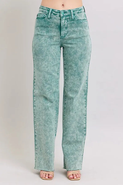Judy Blue Full Size High Waist Garment Dyed Raw Hem Dad Jean Plus Size-Authentically Radd Women's Online Boutique in Endwell, New York