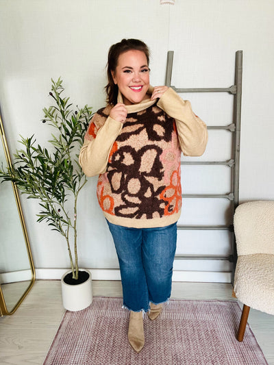 Blooms in Autumn Turtleneck Cozy Sweater-Authentically Radd Women's Online Boutique in Endwell, New York