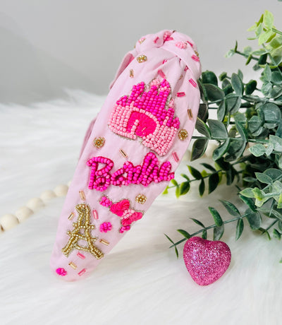 *RTS* Pink B Beaded Headband-Authentically Radd Women's Online Boutique in Endwell, New York