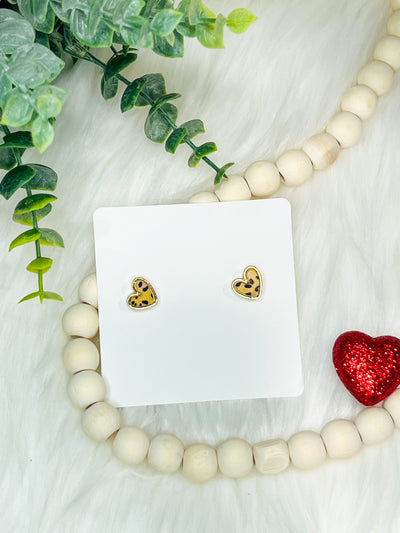*Animal Print Heart Studs-Authentically Radd Women's Online Boutique in Endwell, New York