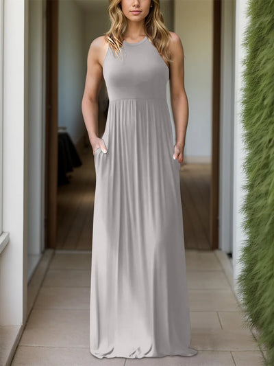 Full Size Grecian Neck Dress with Pockets-Authentically Radd Women's Online Boutique in Endwell, New York