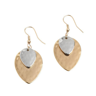 Mixed Metal Pointed Oval Drop Dangle Earrings-Authentically Radd Women's Online Boutique in Endwell, New York