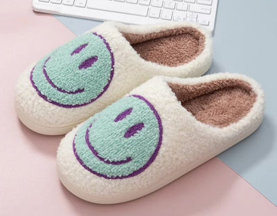 RTS Blue & Purple Smiley Slippers-Authentically Radd Women's Online Boutique in Endwell, New York