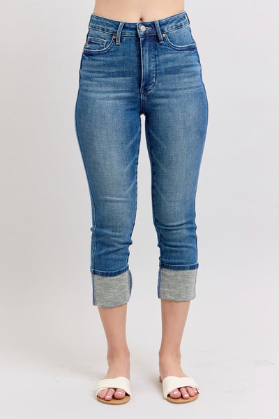 Judy Blue Cuffed Crop Confidence Capri-Denim-Authentically Radd Women's Online Boutique in Endwell, New York