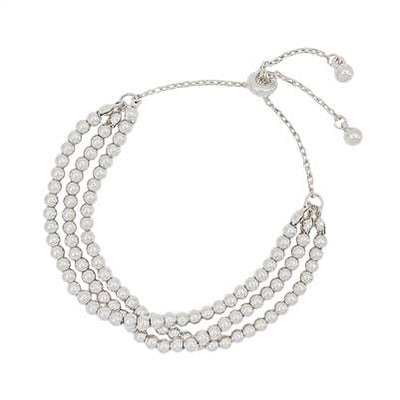 Small Beaded 3 Strand Bracelet - Silver-Authentically Radd Women's Online Boutique in Endwell, New York