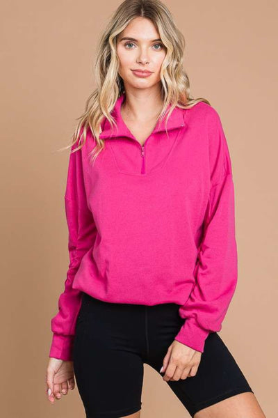 Culture Code Half Zip Long Sleeve Sweatshirt-Authentically Radd Women's Online Boutique in Endwell, New York