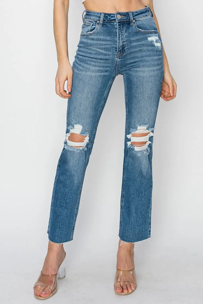 RISEN High Rise Distressed Ankle Jeans-Authentically Radd Women's Online Boutique in Endwell, New York