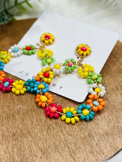 *RTS* Beaded Floral Hoops-Authentically Radd Women's Online Boutique in Endwell, New York
