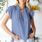 Tie-Neck Flutter Sleeve Blouse-Tops-Authentically Radd Women's Online Boutique in Endwell, New York