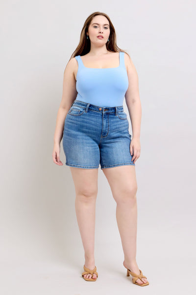 Judy Blue 2 button Weekend Vibes Denim Shorts-Denim-Authentically Radd Women's Online Boutique in Endwell, New York