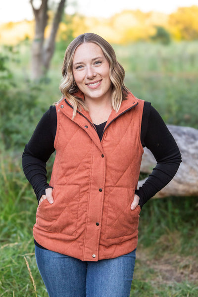 Corduroy Vest - Pumpkin-clothing-Authentically Radd Women's Online Boutique in Endwell, New York