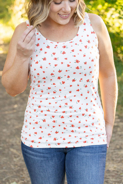 Luxe Crew Tank - Micro Ivory Floral-tanks-Authentically Radd Women's Online Boutique in Endwell, New York