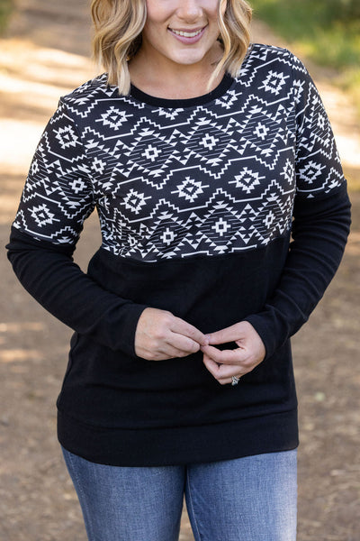 Natalie Pullover - Black Geometric-Pullover-Authentically Radd Women's Online Boutique in Endwell, New York