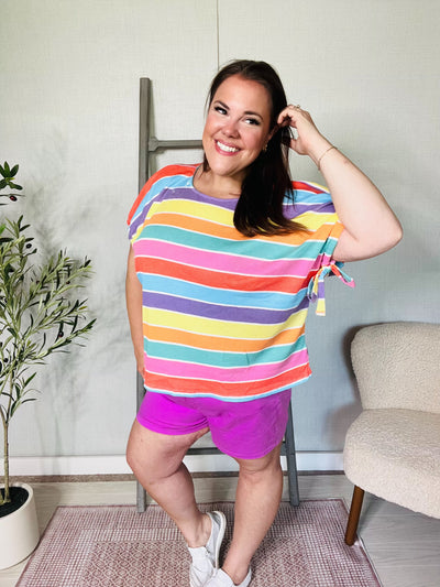 Rainbow connection Bow Tie tee-Authentically Radd Women's Online Boutique in Endwell, New York