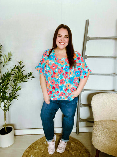 Under Your Spell Floral V Neck Top-Authentically Radd Women's Online Boutique in Endwell, New York
