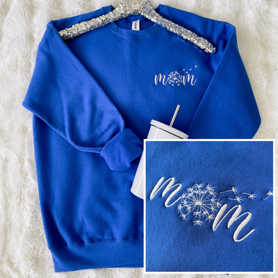 PREORDER: Dandelion Mom Embroidered Sweatshirt in Assorted Colors-Womens-Authentically Radd Women's Online Boutique in Endwell, New York