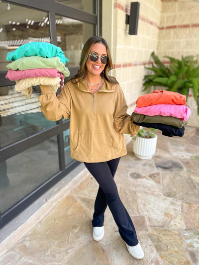 PREORDER: Hendrick Half Zip Hoodie in Nine Colors-Womens-Authentically Radd Women's Online Boutique in Endwell, New York