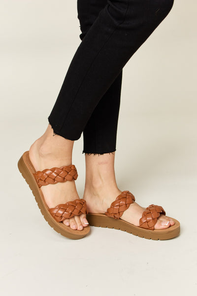 WILD DIVA Woven Dual Band Platform Sandals-Authentically Radd Women's Online Boutique in Endwell, New York