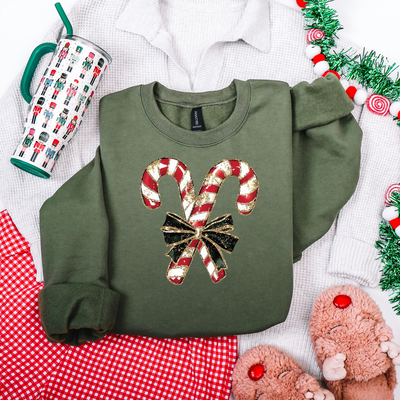 Candy Cane Christmas Graphic Tee and Sweatshirt-Womens-Authentically Radd Women's Online Boutique in Endwell, New York