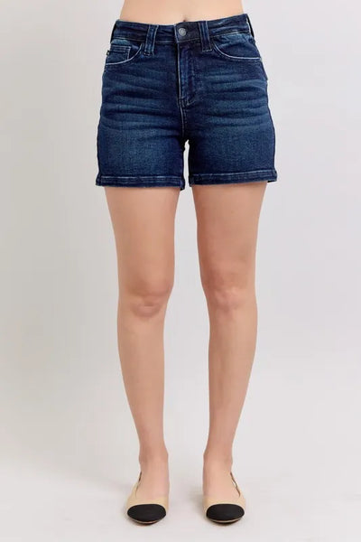 Judy Blue Full Size High Waist Back Flap Pocket Denim Shorts Plus Size-Authentically Radd Women's Online Boutique in Endwell, New York