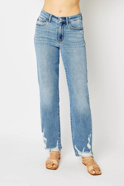 Judy Blue Full Size High Rise ripped cuff Straight Jeans – Sizes 0–24-Authentically Radd Women's Online Boutique in Endwell, New York