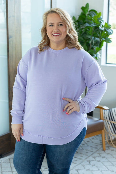 Vintage Wash Pullover - Lavender-Pullover-Authentically Radd Women's Online Boutique in Endwell, New York