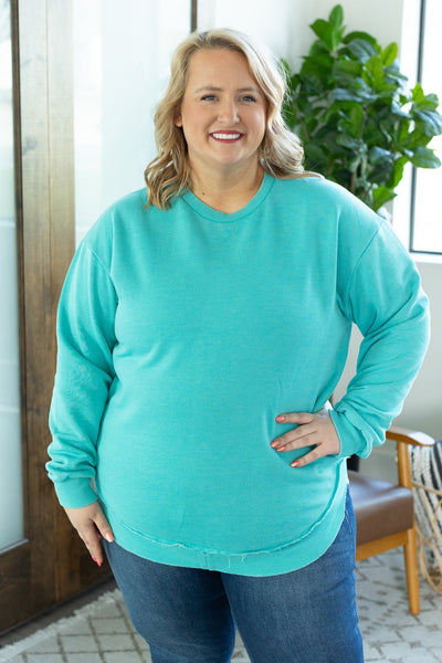 Vintage Wash Pullover - Aqua-Pullover-Authentically Radd Women's Online Boutique in Endwell, New York