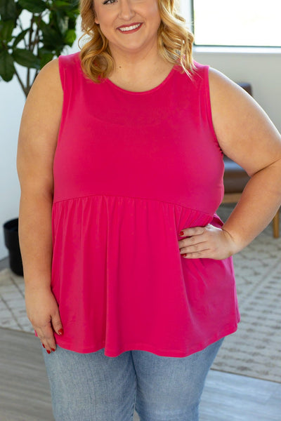 Renee Ruffle Tank - Hot Pink-tanks-Authentically Radd Women's Online Boutique in Endwell, New York