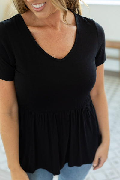 IN STOCK Sarah Ruffle Top - Black-Tops-Authentically Radd Women's Online Boutique in Endwell, New York