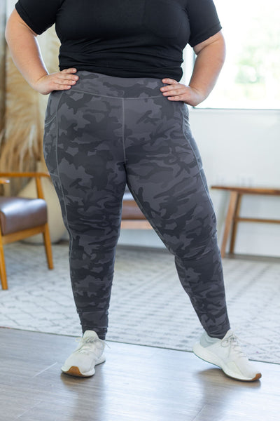 Athleisure Leggings - Charcoal Camo-Leggings-Authentically Radd Women's Online Boutique in Endwell, New York
