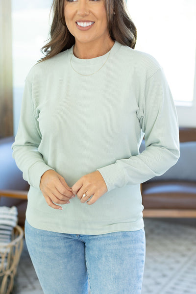 Corrine Ribbed Pullover Top - Sage-Pullover-Authentically Radd Women's Online Boutique in Endwell, New York