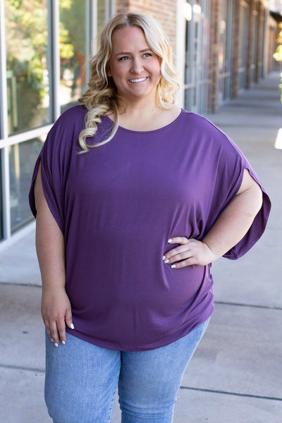 Darcy Dolman - Dark Purple-Tops-Authentically Radd Women's Online Boutique in Endwell, New York