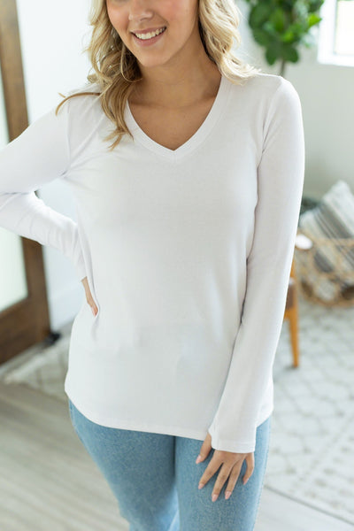 Leah Long Sleeve Top - White-Tops-Authentically Radd Women's Online Boutique in Endwell, New York