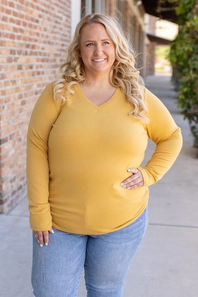 Leah Long Sleeve Top - Mustard-Tops-Authentically Radd Women's Online Boutique in Endwell, New York