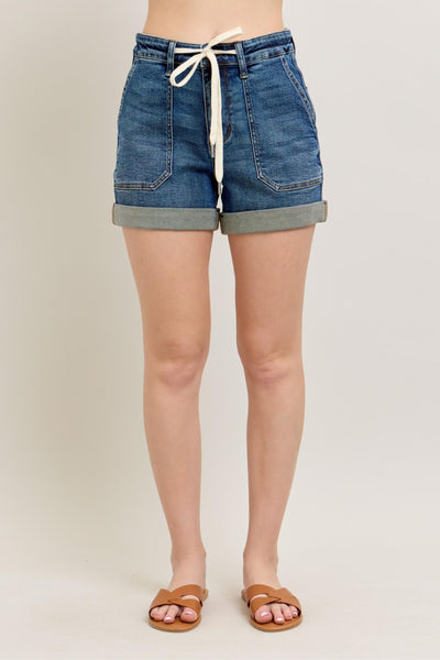 Judy Blue jogger waist tie shorts-Authentically Radd Women's Online Boutique in Endwell, New York