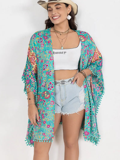 Plus Size Printed Open Front Cover-Up-Authentically Radd Women's Online Boutique in Endwell, New York