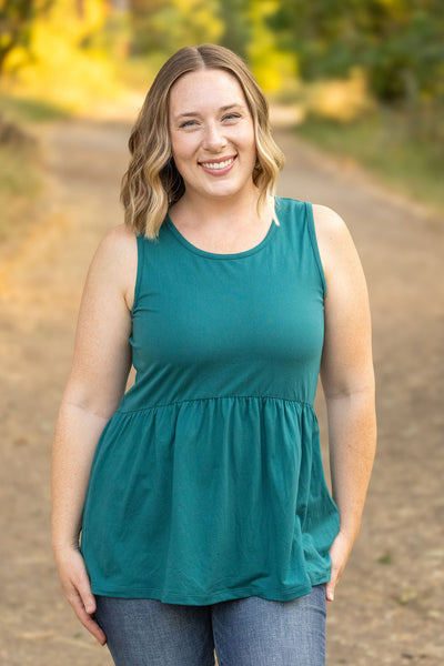 Renee Ruffle Tank - Teal-tanks-Authentically Radd Women's Online Boutique in Endwell, New York