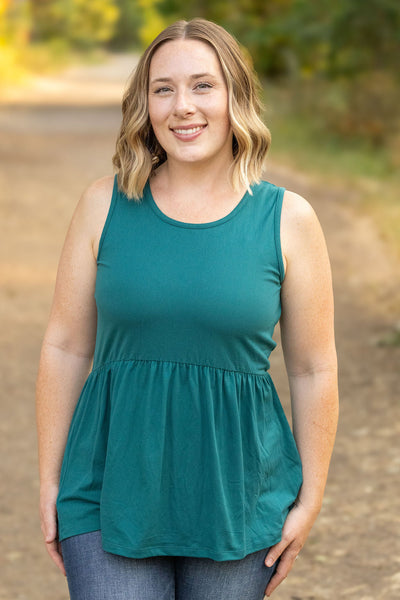 Renee Ruffle Tank - Teal-tanks-Authentically Radd Women's Online Boutique in Endwell, New York