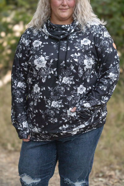 Soft Funnel Neck - Black Floral-Sweatshirt-Authentically Radd Women's Online Boutique in Endwell, New York