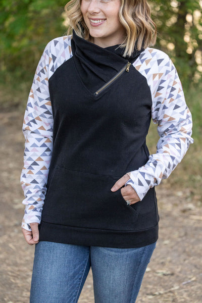 Zoey ZipCowl - Black and Geometric-clothing-Authentically Radd Women's Online Boutique in Endwell, New York