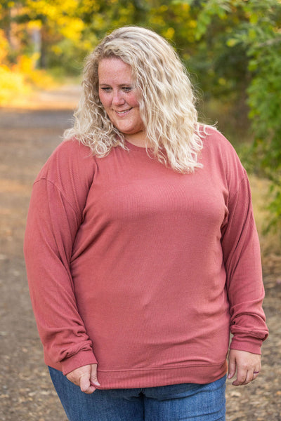 Corrine Ribbed Pullover Top - Terra Cotta-Pullover-Authentically Radd Women's Online Boutique in Endwell, New York